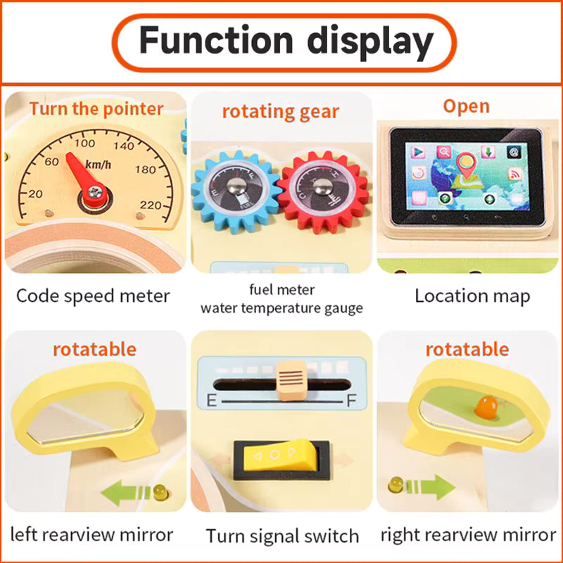Montessori Busy Board – LED Switch & Steering Wheel Sensory Toy