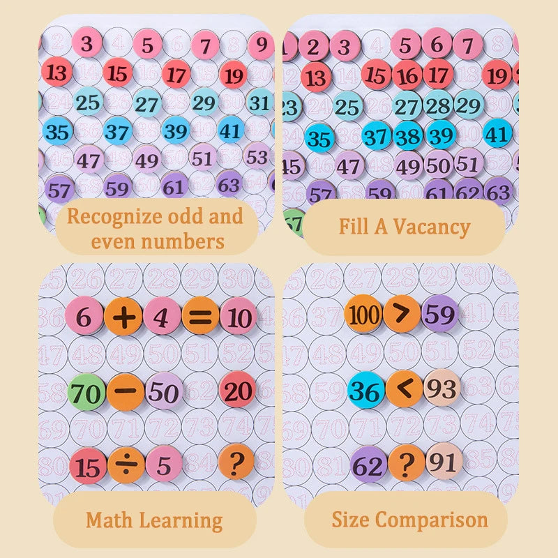 Montessori Magnetic Math Board 1β100 β Kids Wooden Number Learning Toy