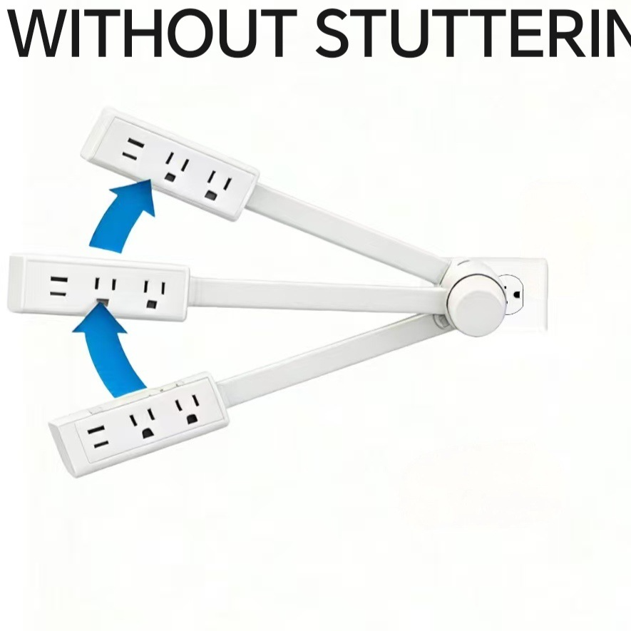 180� Rotating Flat Plug Power Strip Outlet Extender ? Space Saving Electrical Wall Adapter with Swivel Power Outlets for Behind Sofas, Nightstands, Desks & Tight Spaces