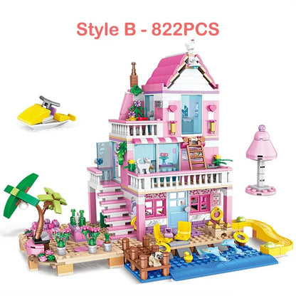 Seaside Villa Building Blocks Set – Summer City House DIY Toy