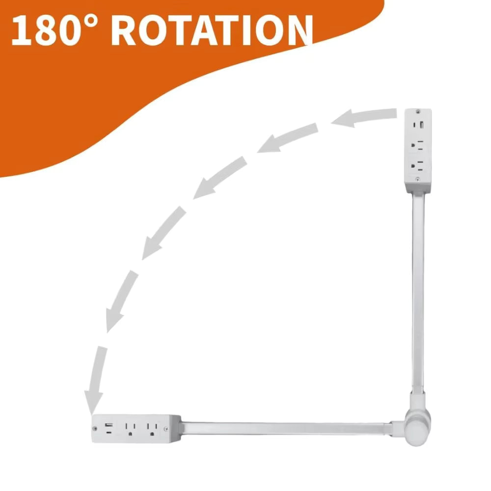 Electrical Outlet Extender Flat Plug Power Strip Features Rotates 180° Power Outlets Extender Use Behind Sofas Nightstands Desk