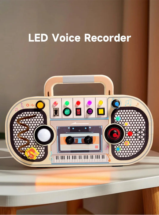 Wooden Montessori Busy Board – Toddler Sensory Light Switch Toy