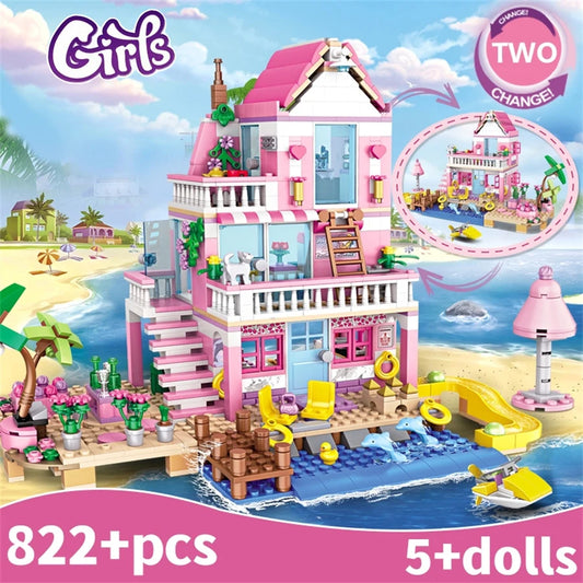 Seaside Villa Building Blocks Set – Summer City House DIY Toy