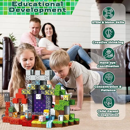 Magnetic Mine World Blocks – STEM DIY Cube Building Toy for Kids