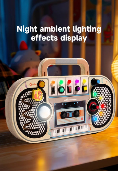 Wooden Montessori Busy Board – Toddler Sensory Light Switch Toy