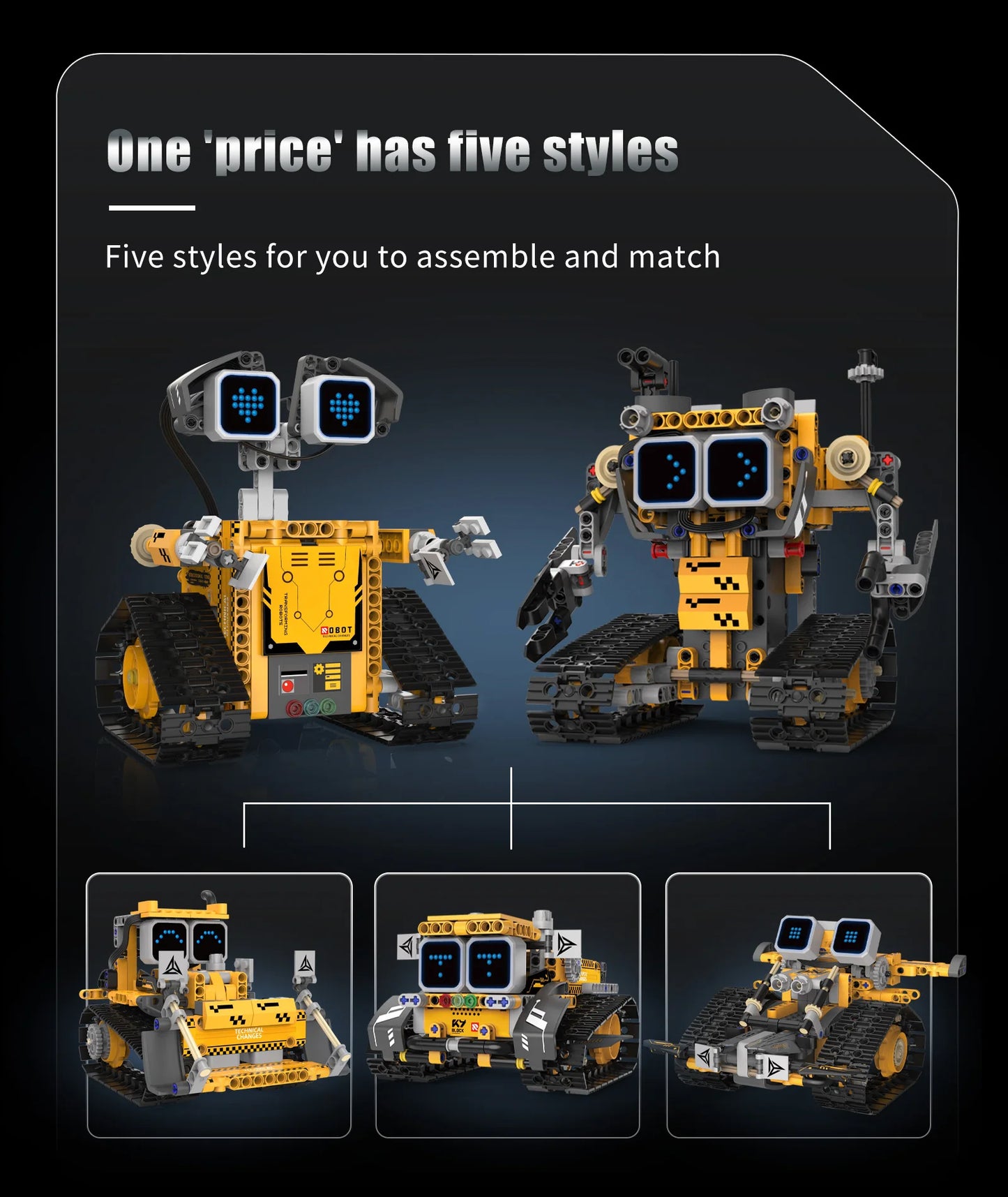 5-in-1 Transform RC Robot Building Blocks – Digital Display Toy