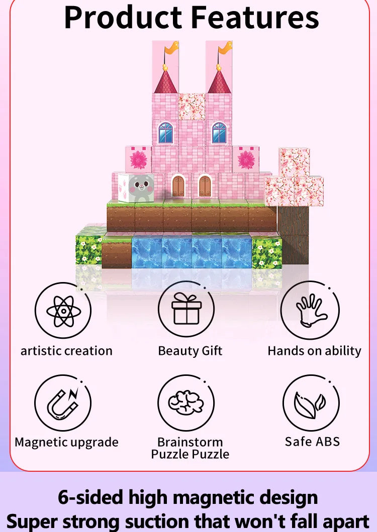 Magnetic Princess Castle Blocks – STEM Montessori Building Toy for Kids