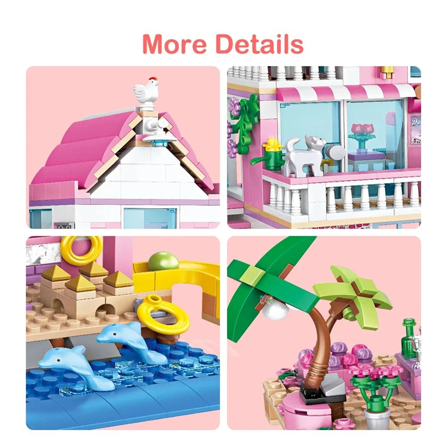 Seaside Villa Building Blocks Set – Summer City House DIY Toy