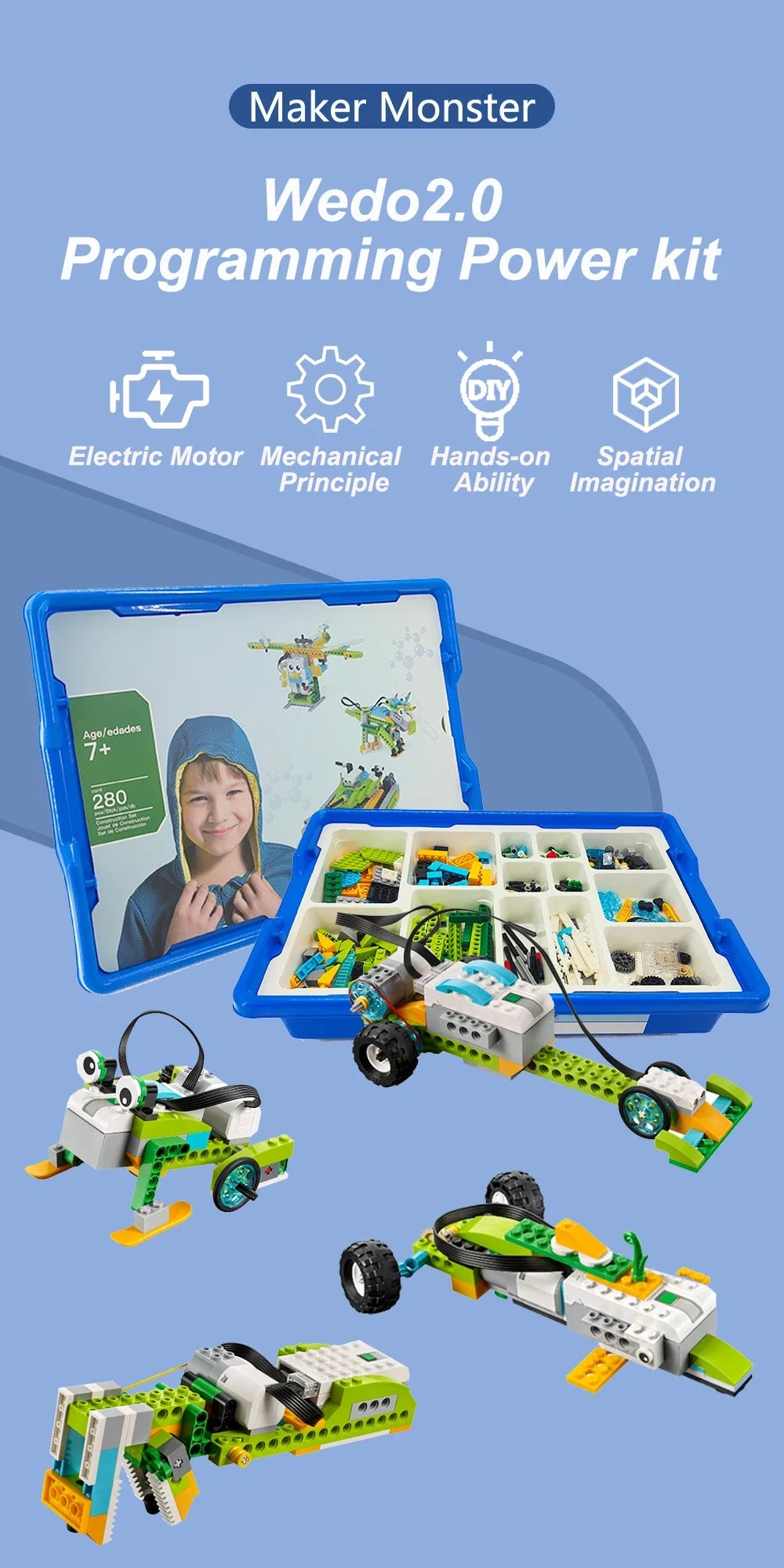 WeDo 2.0 Compatible STEM Building Blocks – DIY Educational Parts Set