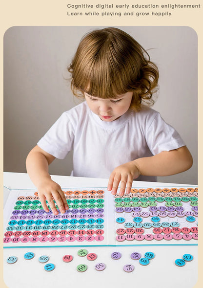Montessori Magnetic Math Board 1–100 – Kids Wooden Number Learning Toy