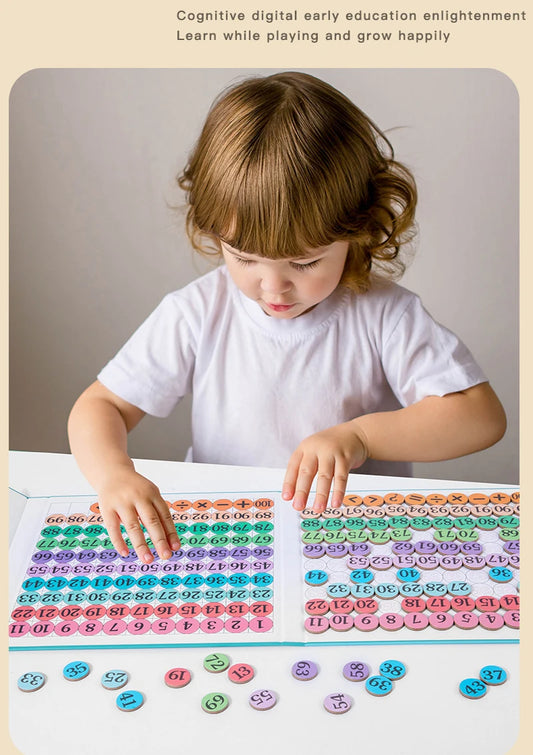 Montessori Magnetic Math Board 1–100 – Kids Wooden Number Learning Toy