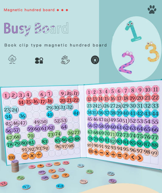 Montessori Magnetic Math Board 1–100 – Kids Wooden Number Learning Toy