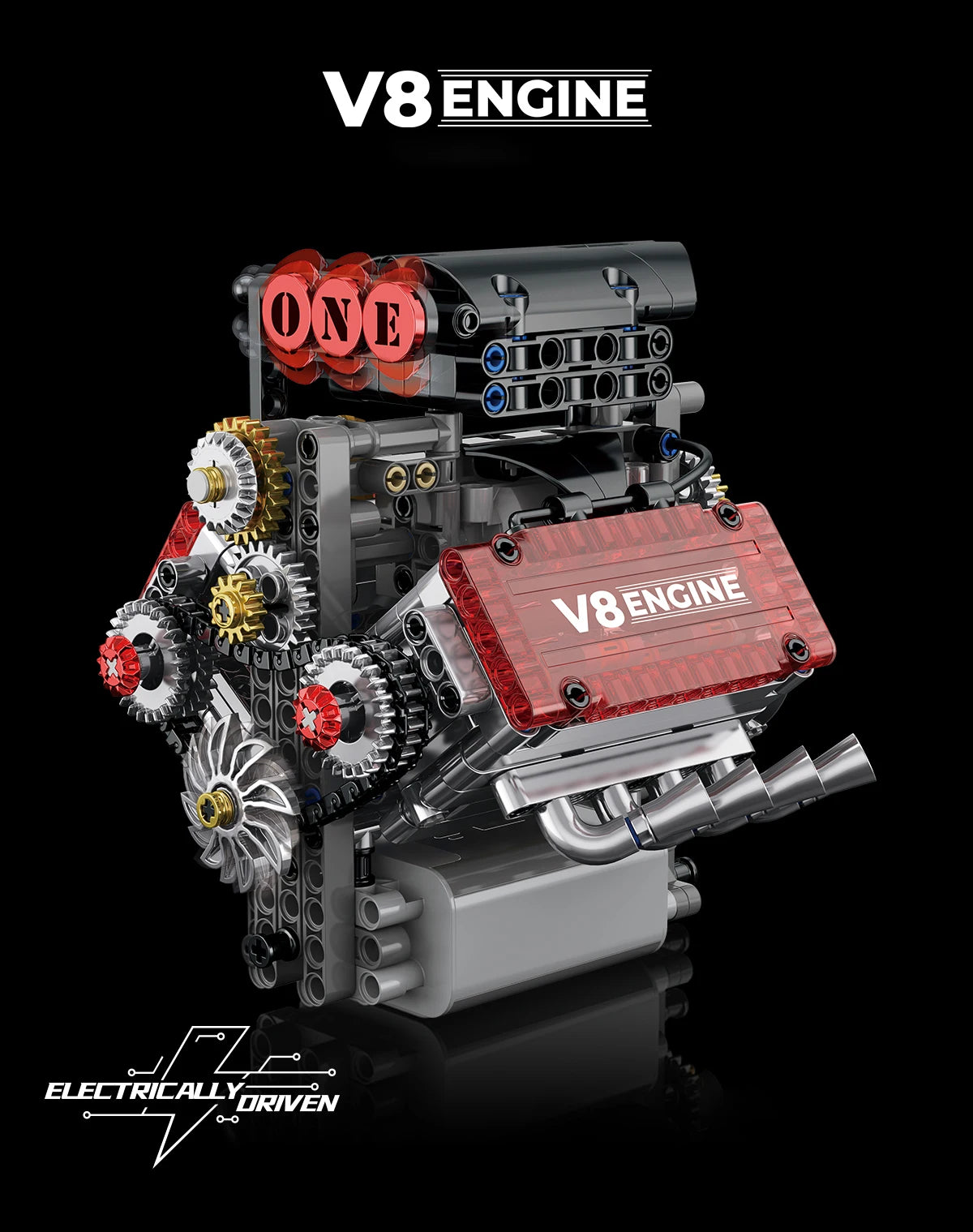 V8 Engine Motorized Building Blocks – Electric Simulation Model Kit