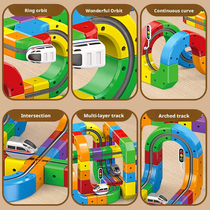 3D Magical Track Train Set 51/81/123PCS – USB Rechargeable STEM Building Toy