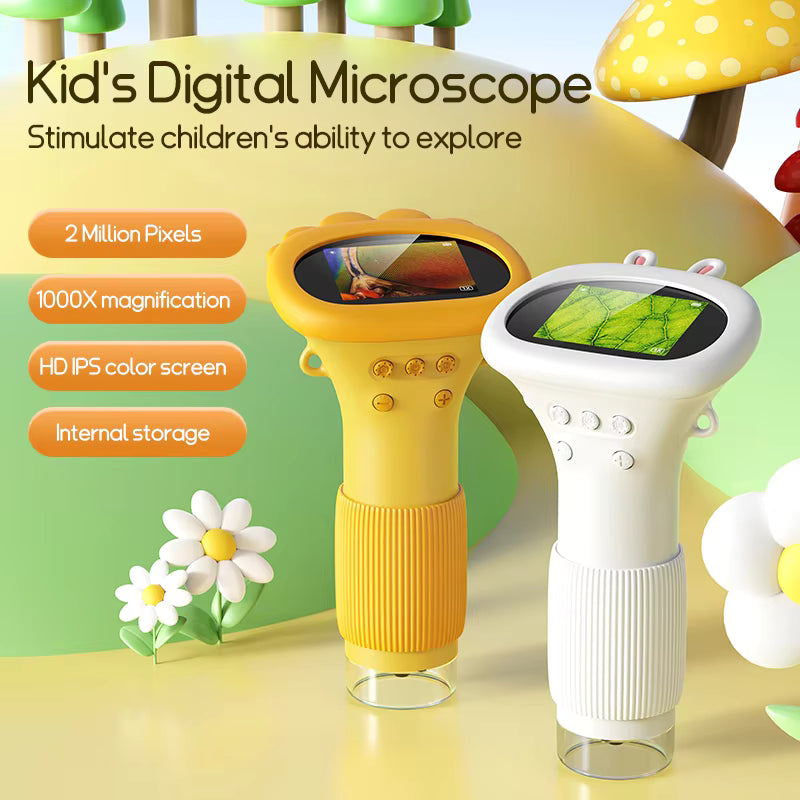 Kids Digital Microscope 1000x – USB Rechargeable with LED, Photo & Video