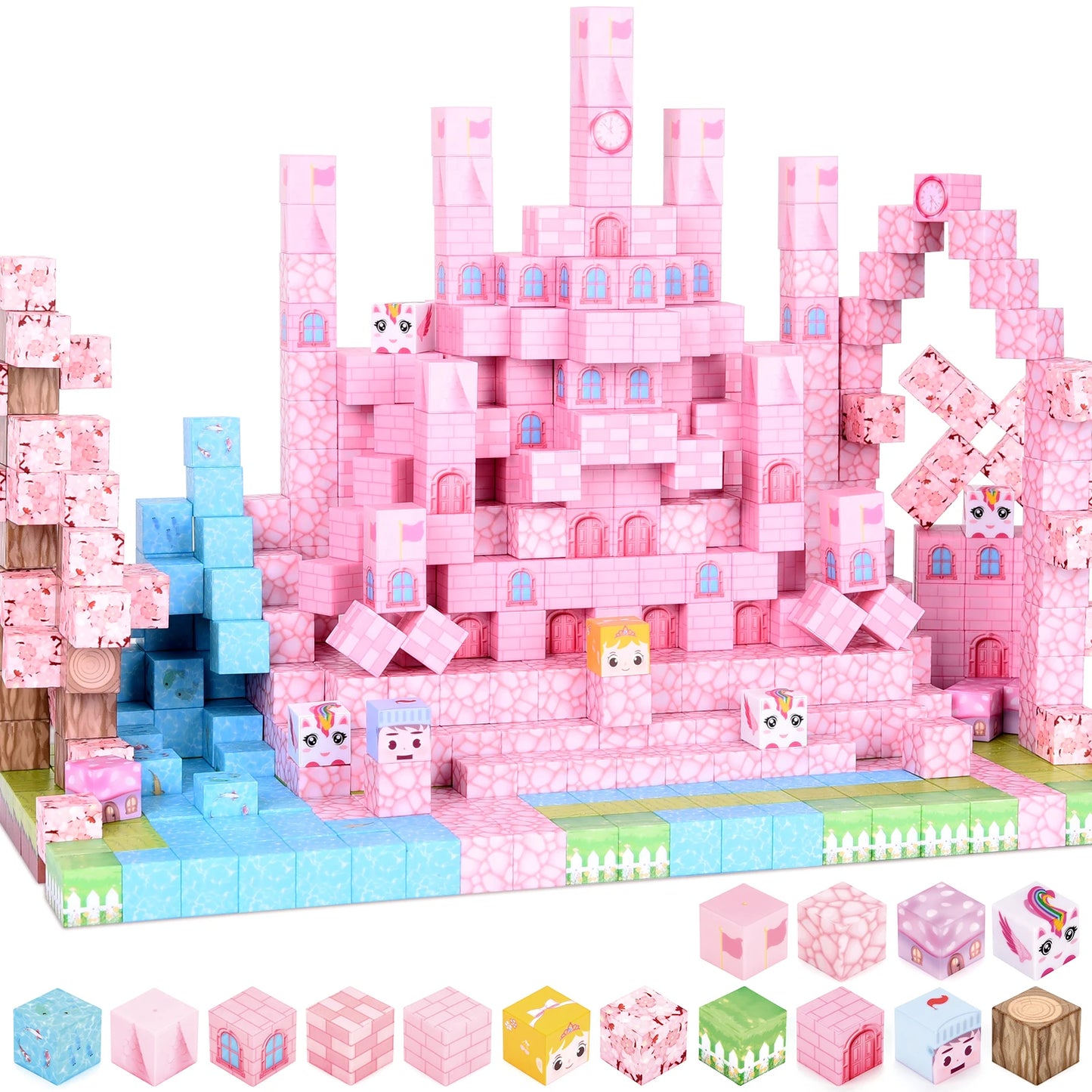 Princess Castle Magnetic Tiles – Pink STEM Building Blocks for Kids