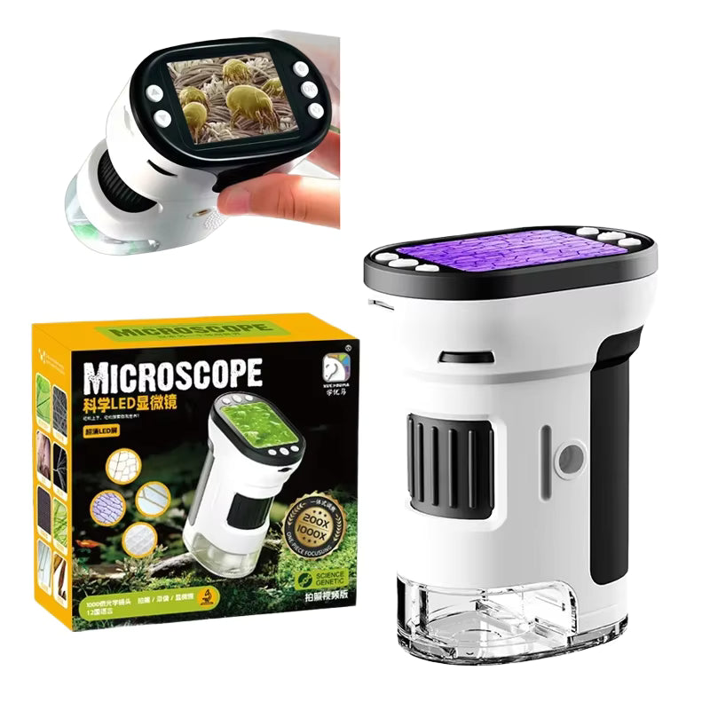 Kids Microscope 1000x – Digital LED Science Kit with Photo & Video