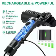 Electric BBQ Grill Brush with Replaceable Heads, 180° Adjustable Brush Head for Outdoor Grilling and Kitchen Cleaning