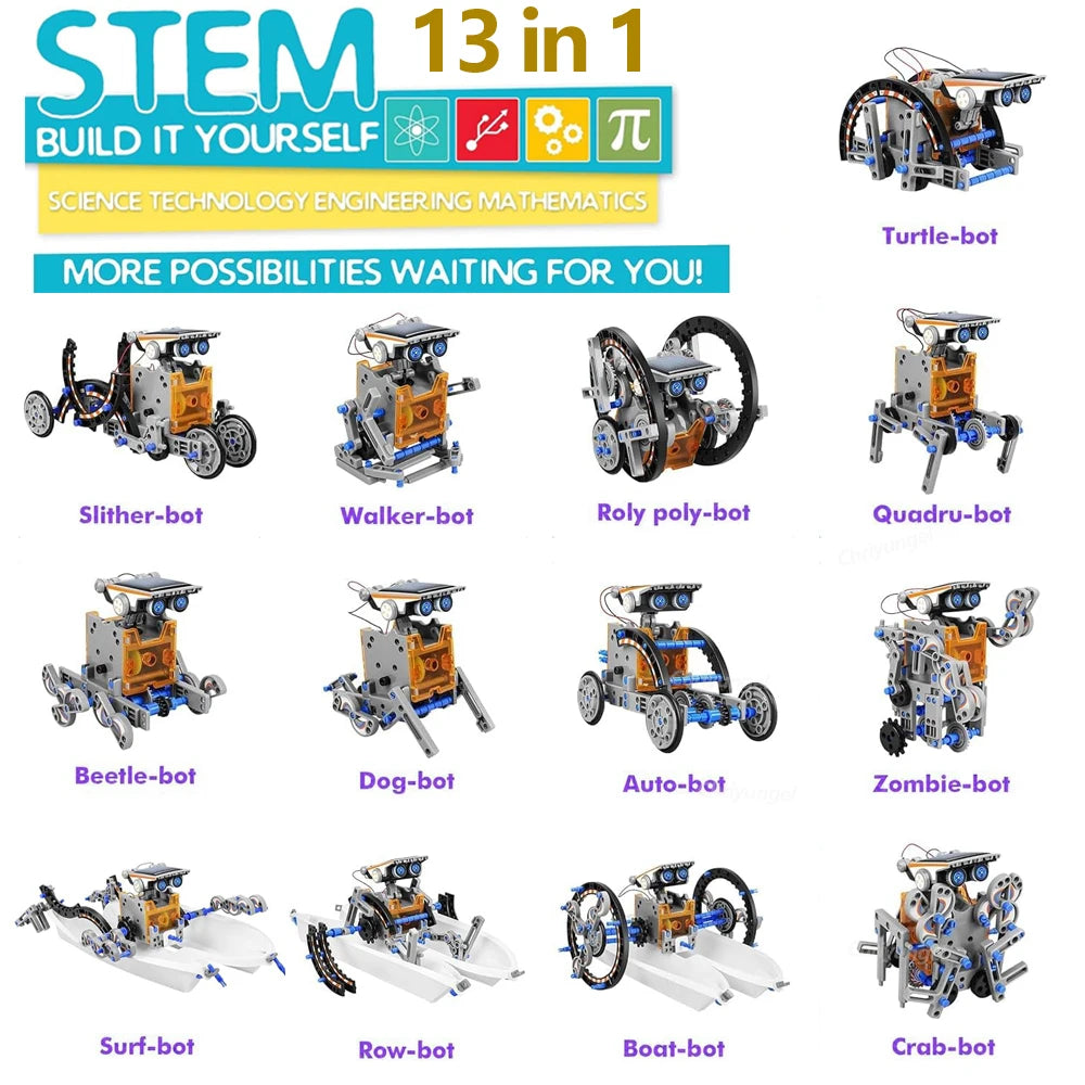 13-in-1 Solar Robot Kit – DIY STEM Science Toy for Kids 8+