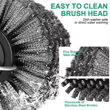 Electric BBQ Grill Brush with Replaceable Heads, 180° Adjustable Brush Head for Outdoor Grilling and Kitchen Cleaning