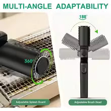 Electric BBQ Grill Brush with Replaceable Heads, 180° Adjustable Brush Head for Outdoor Grilling and Kitchen Cleaning