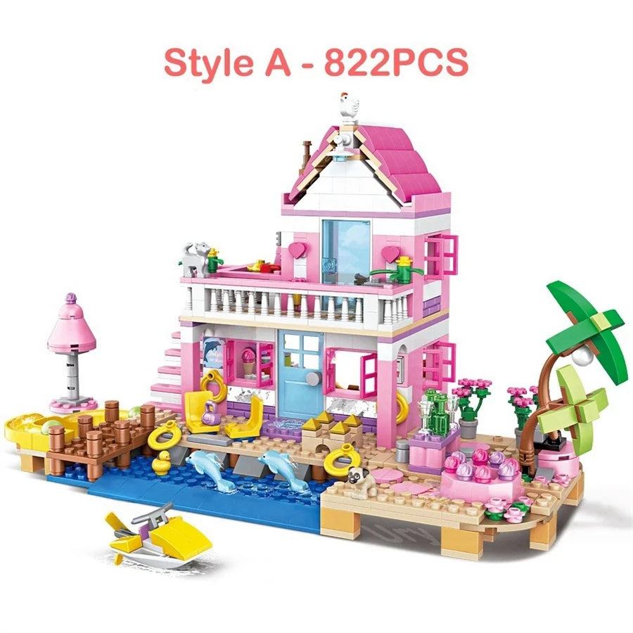 Seaside Villa Building Blocks Set – Summer City House DIY Toy