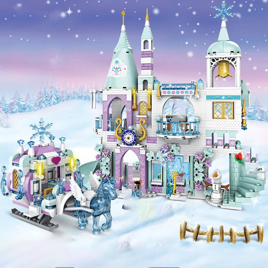 Princess Ice Castle Building Blocks Set – Winter Palace DIY Toy for Girls