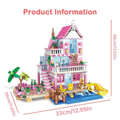 Seaside Villa Building Blocks Set – Summer City House DIY Toy