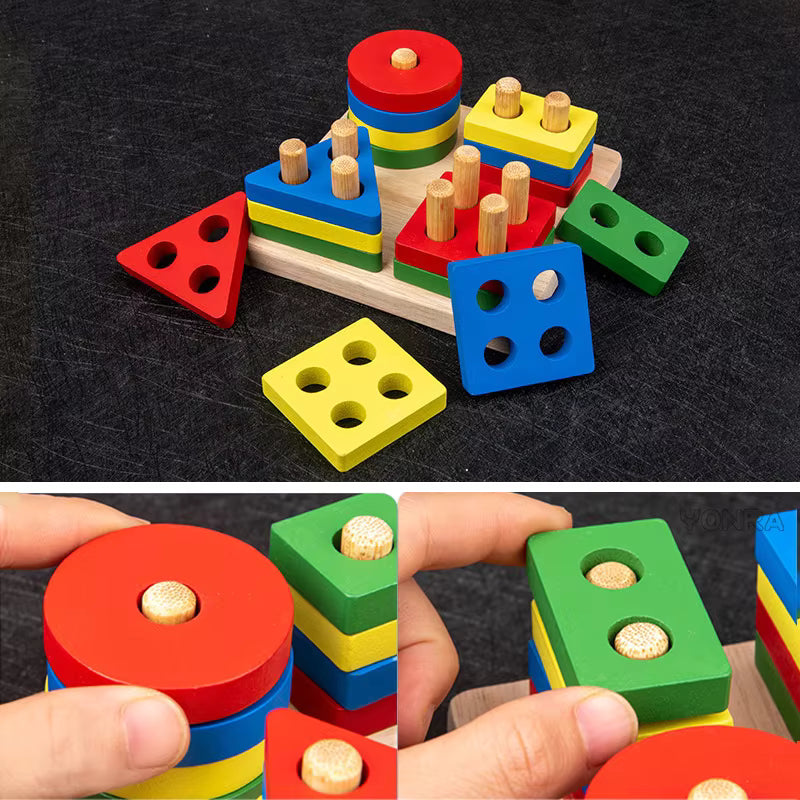 9-in-1 Wooden Montessori Musical Toys – Baby Sensory Rattle Drum Set
