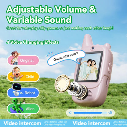 2PCS Kids Video Walkie Talkie – HD Voice Changer Rechargeable Toy