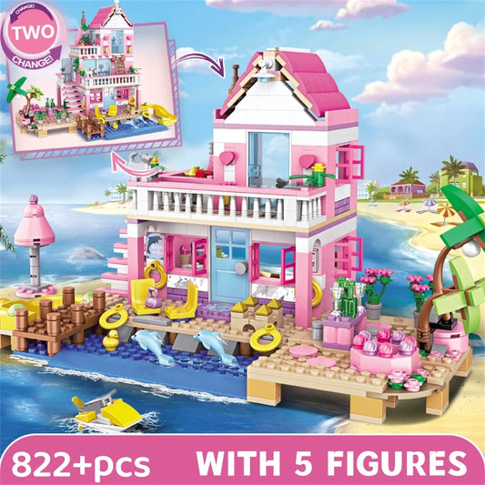 Seaside Villa Building Blocks Set – Summer City House DIY Toy