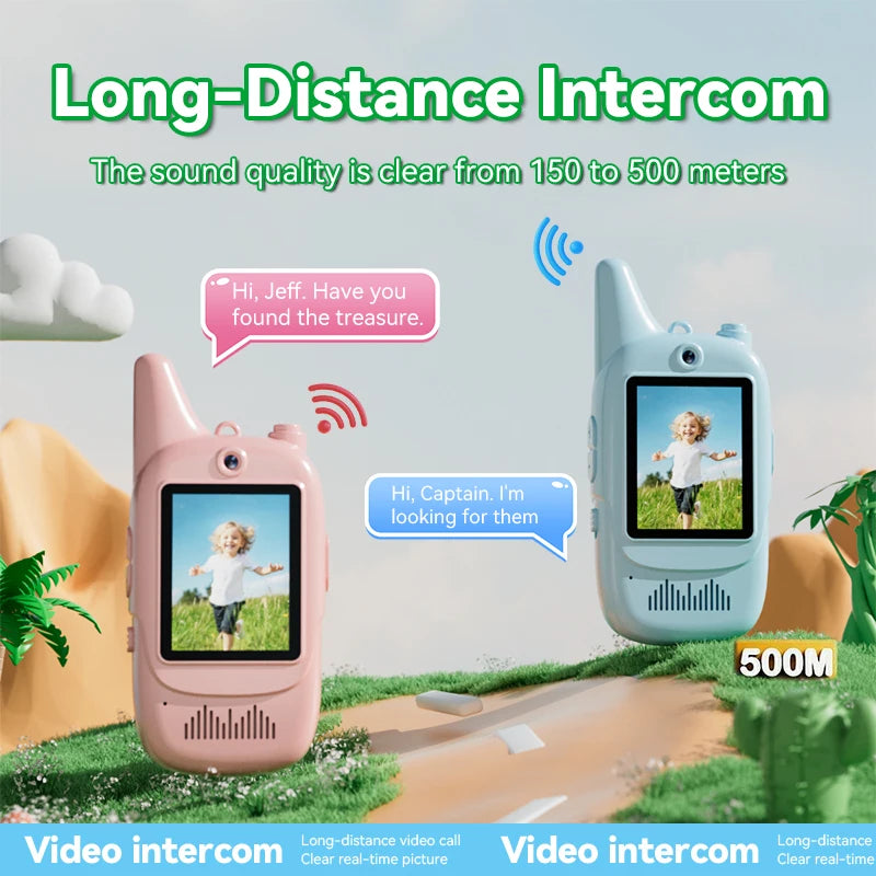 2PCS Kids Video Walkie Talkie – HD Voice Changer Rechargeable Toy