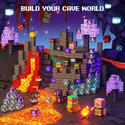 Magnetic Building Blocks Mine World Magnetic Forest Ender Lava Construction Brick Cube STEM Toy Set Gift for Boy Girl Children