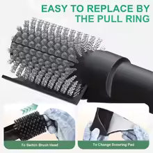 Electric BBQ Grill Brush with Replaceable Heads, 180° Adjustable Brush Head for Outdoor Grilling and Kitchen Cleaning