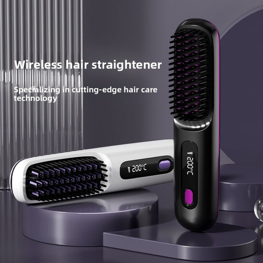 Rechargeable Wireless Hair Straightening Comb with LCD Display